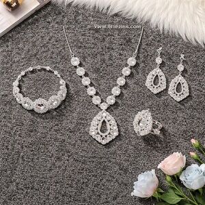 Paparazzi Silver Necklace Set with Sparkling Crystals